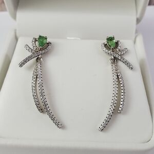 Sterling Silver 925 Peridot Dangle Earrings